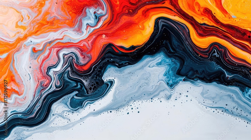 Poster splash abstract background concept. colorful abstract background showcasing vibrant swirls of orange