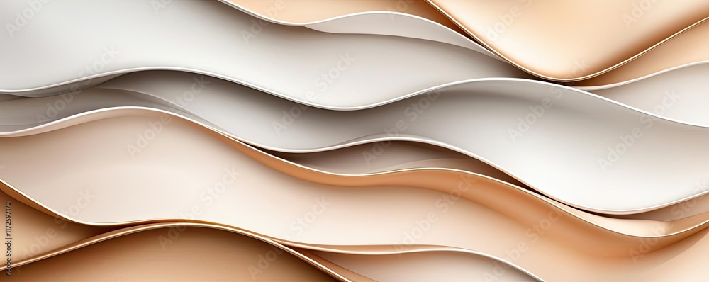 Aufkleber Waves abstract background idea. Abstract waves in soft tones of white and beige create a soothing visual effect.