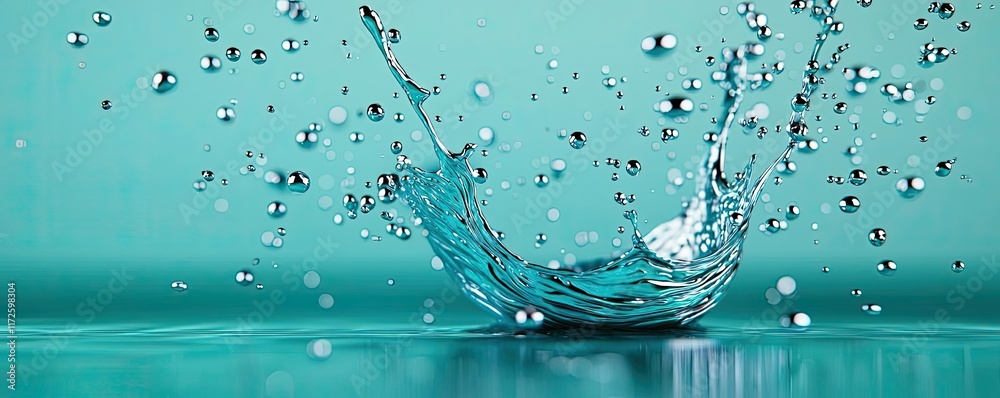 Poster splash abstract background concept. a stunning splash of water creates an artistic display against a