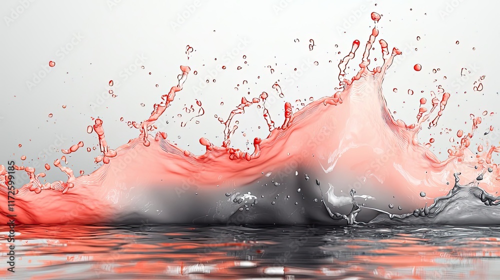 Poster Splash abstract background concept. A vibrant splash of pink liquid creating stunning patterns in clear water.