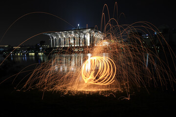 Unique Creative Light Painting with Fire and Tube Lighting.