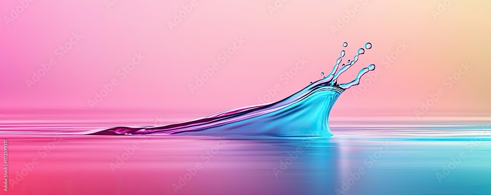 Poster Splash abstract background concept. A vibrant splash of water against a colorful gradient background.