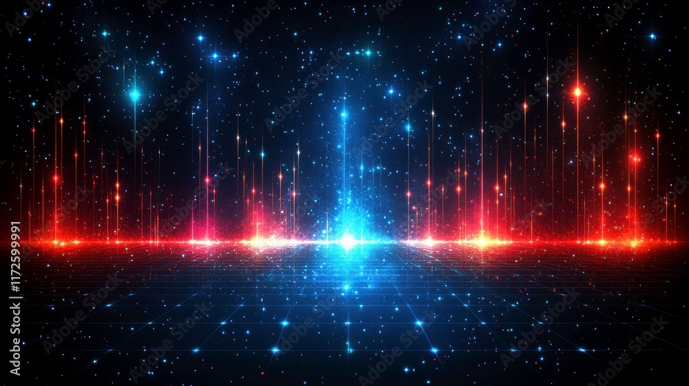 Wall mural dynamic light spectrum event digital universe abstract visuals cosmic environment futuristic viewpoi