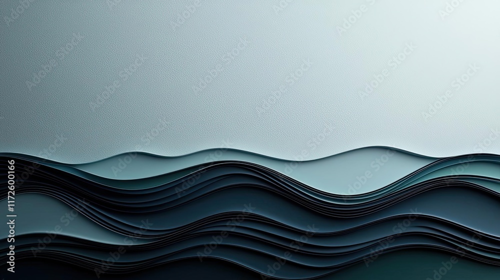 Poster Waves abstract background idea. Abstract layered waves in serene colors, creating a sense of calm and tranquility.