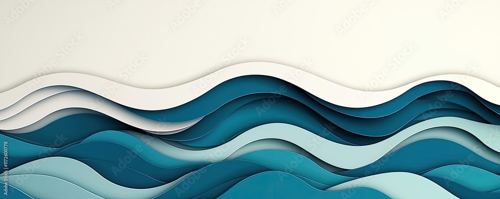 Aufkleber waves abstract background idea. stylized waves in blue and white, creating a serene and modern desig