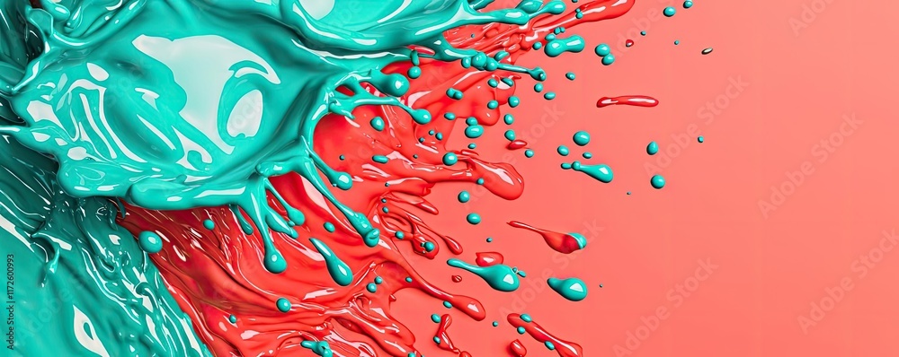 Poster Splash abstract background concept. Vibrant splash of blue and orange paint creating dynamic visual energy.