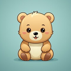 Obraz premium Flat-Colored Illustration of a Cute Cartoon Bear