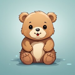 Fototapeta premium Flat-Colored Illustration of a Cute Cartoon Bear