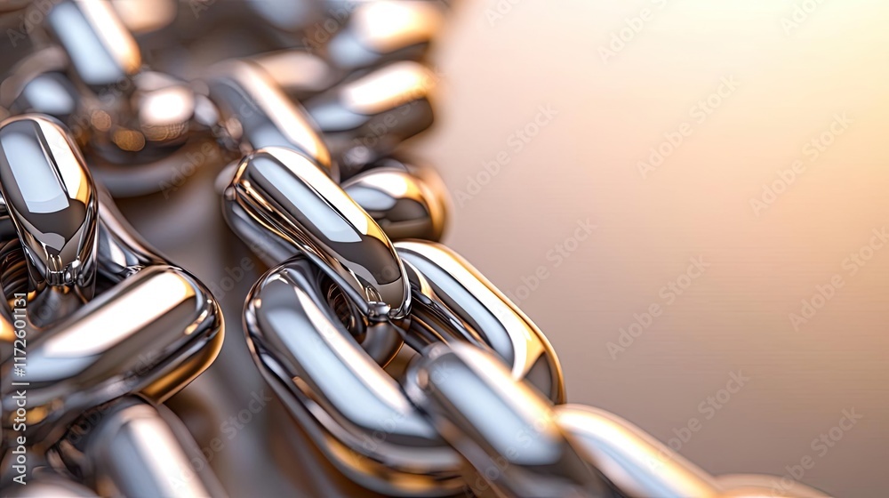 Poster metallic abstract background concept. close-up of a shiny metal chain, symbolizing strength and conn