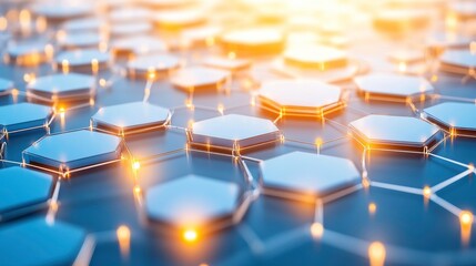 Obraz premium Exploring hexagonal structures for innovative design digital space visual content futuristic environment close-up view