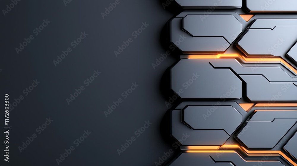 Poster metallic abstract background concept. futuristic panel design with glowing lines, showcasing abstrac