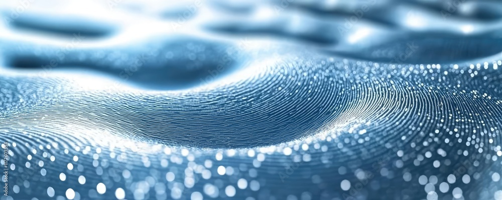 Poster Waves abstract background idea. A close-up view of a shimmering blue surface with soft, wavy patterns.