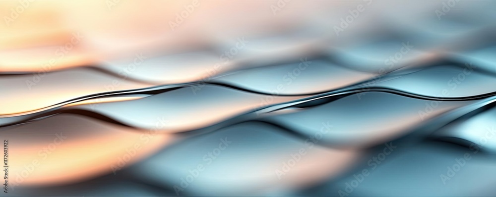 Poster Metallic abstract background concept. Abstract close-up of flowing metallic waves with smooth textures and dynamic lighting.