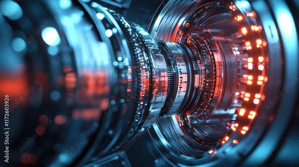 Aufkleber metallic abstract background concept. futuristic technology design featuring intricate glowing circu
