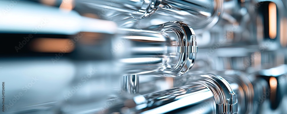 Poster metallic abstract background concept. close-up of transparent glass tubes with intricate designs and