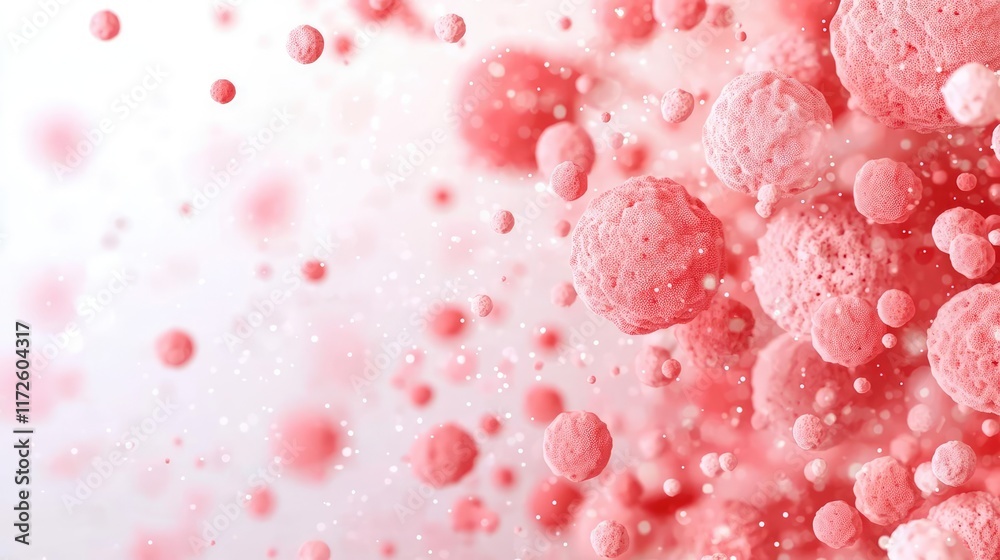 Poster Splash abstract background concept. Abstract close-up of pink bubbles floating in a soft background creating a dreamy effect.