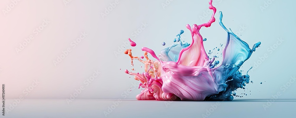 Poster splash abstract background concept. colorful splashes of blue and pink paint create a dynamic visual