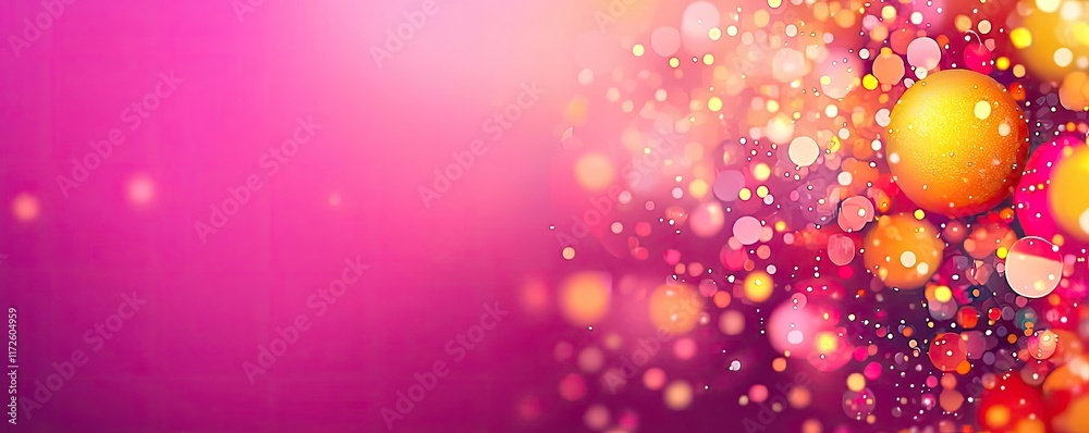 Aufkleber Splash abstract background concept. A vibrant abstract background with glowing orbs and bokeh effects in pink and gold tones.