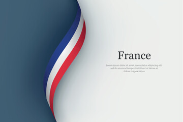France flag on Waving ribbon