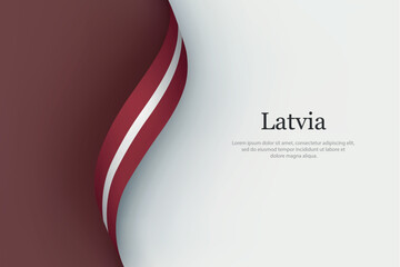 Latvia flag on Waving ribbon