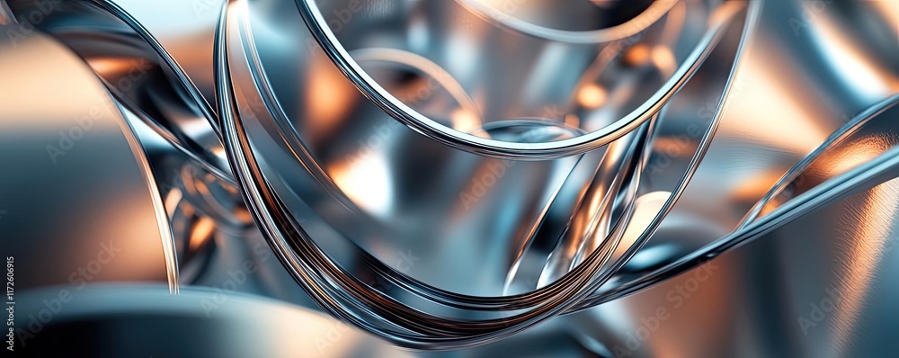 Aufkleber Metallic abstract background concept. Abstract metallic pattern with smooth curves and reflective surfaces in vibrant hues.