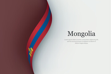 Mongolia flag on Waving ribbon