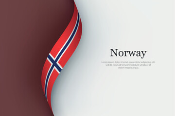 Norway flag on Waving ribbon