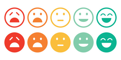 Set of Emoji Colored Flat Icons. Set Vector Emoticons. Smile Rating Customer Experience. Vector illustration