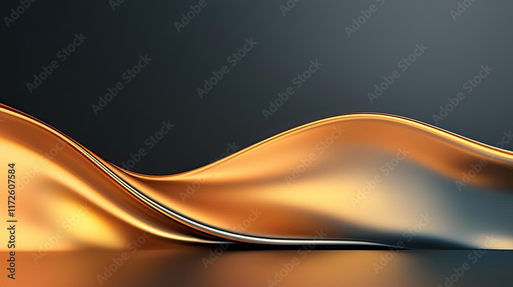 Poster metallic abstract background concept. abstract golden wave design with smooth curves and a modern ae