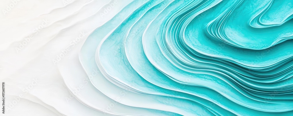 Poster waves abstract background idea. abstract wavy texture in shades of teal and white, perfect for backg