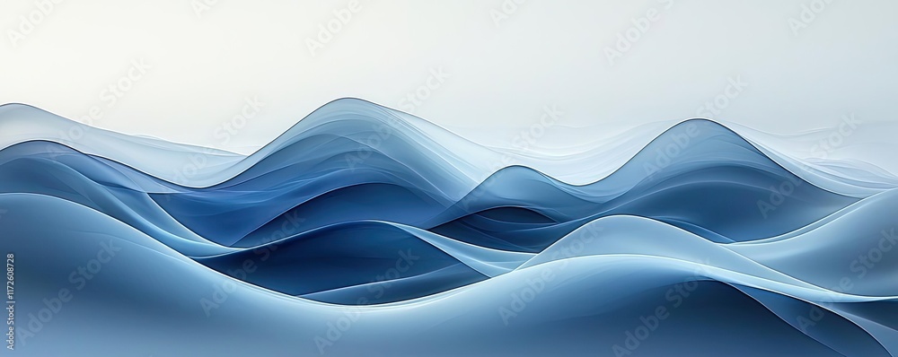 Poster waves abstract background idea. abstract waves create a serene blue landscape, evoking calm and tran