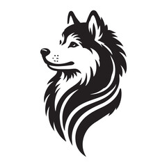 Majestic Husky Dog Silhouette Head Vector Illustration