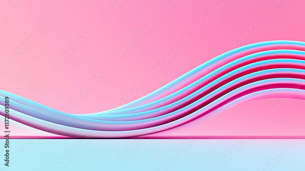 Aufkleber Waves abstract background idea. Soft gradient waves in blue and pink create a calming backdrop for creative designs.