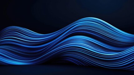 Waves abstract background idea. Beautiful abstract waves in blue flowing across a dark background, perfect for modern designs.