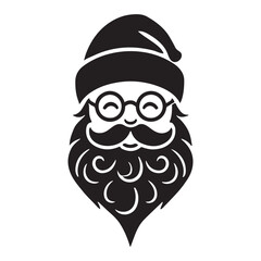 Santa Claus Head Silhouette with Glasses and Mustache