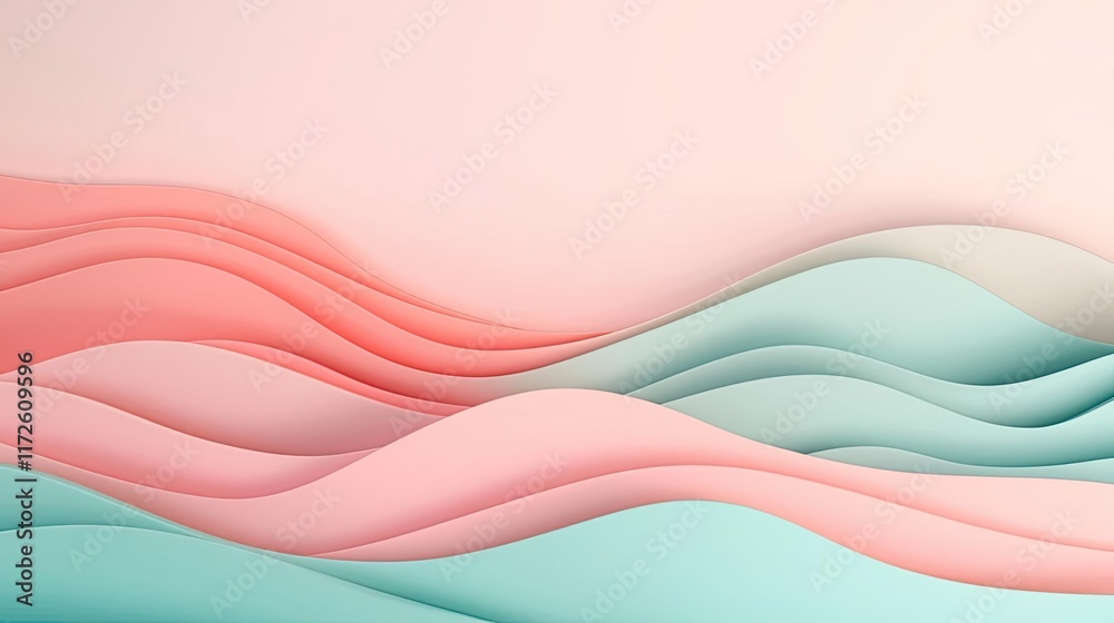 Poster waves abstract background idea. colorful abstract waves in pastel shades create a serene and modern 
