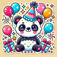 Fototapeta premium Party Panda Generative AI