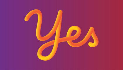 Yes Letter drawing vector. Yes, Letter drawing two color gradients on a yellow and blue Background.