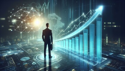 Modern Business Success with Hologram Chart