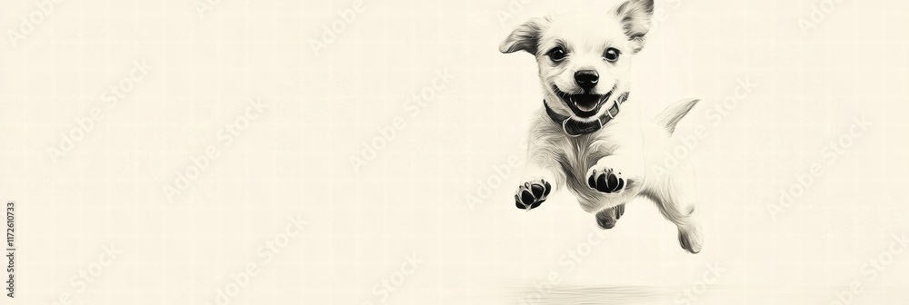Aufkleber joyful puppy jumps and plays in bright atmosphere during a sunny day in a cheerful environment. gene