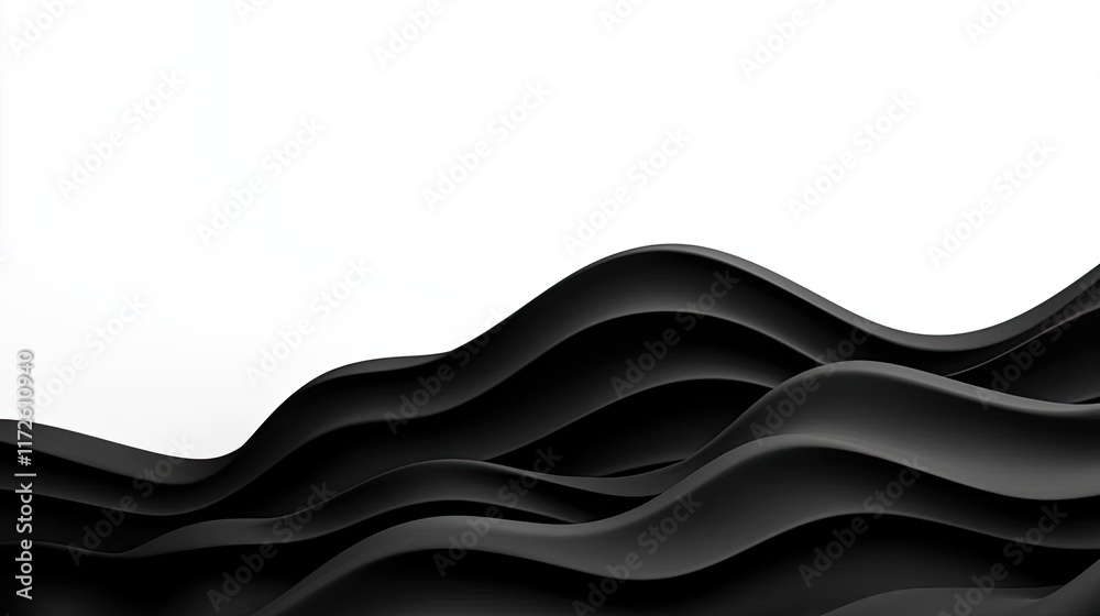 Aufkleber Waves abstract background idea. Abstract black wave patterns on a minimalist white background for design use.