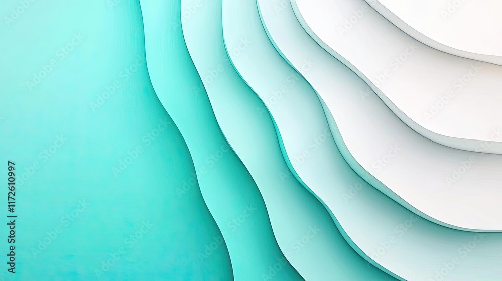 Poster waves abstract background idea. abstract layered design in soothing blue and white colors for modern