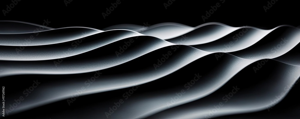 Poster Waves abstract background idea. Abstract black and white waves create a mesmerizing visual flow and depth.