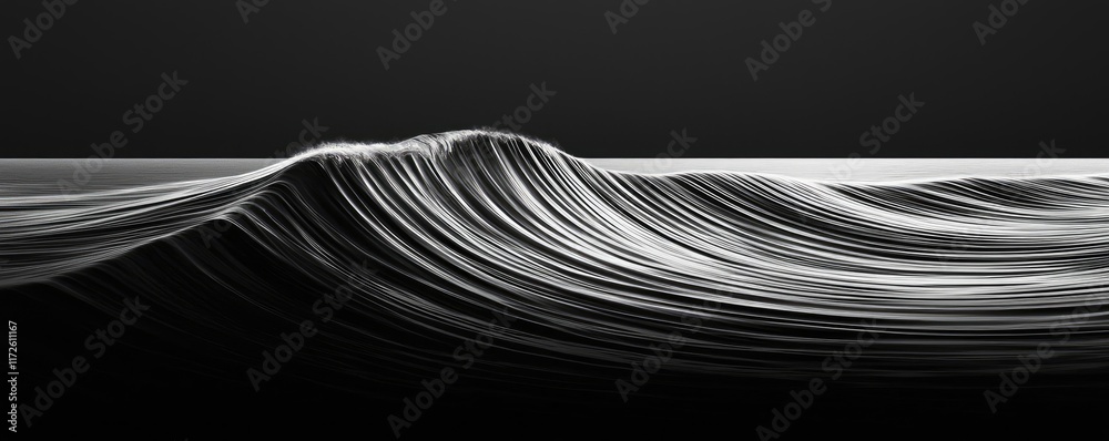 Poster waves abstract background idea. a mesmerizing black and white wave, showcasing elegant curves and te
