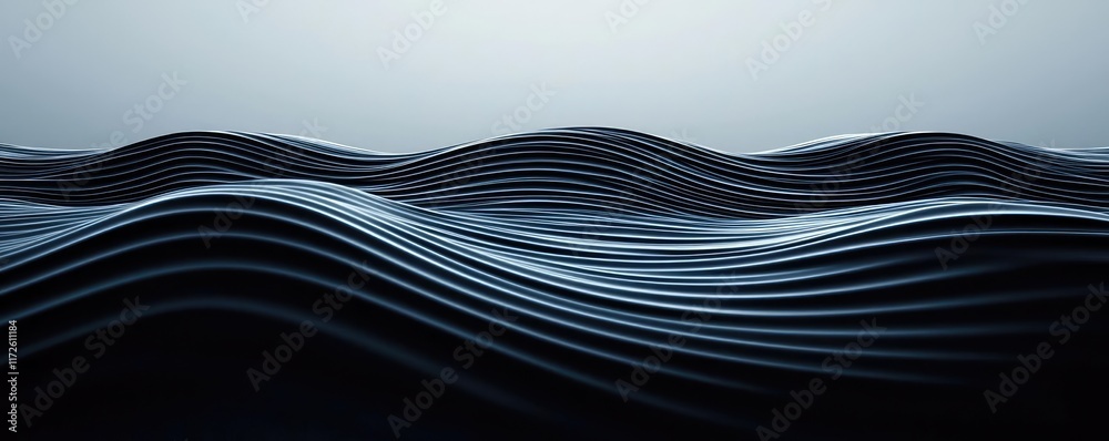 Poster waves abstract background idea. serene waves in various shades of blue create a tranquil and calming