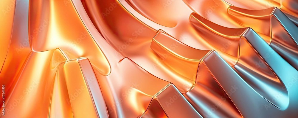 Aufkleber metallic abstract background concept. abstract metal texture with vibrant orange and blue waves show