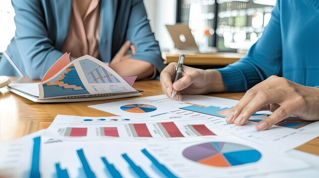 Financial Advisor Discussing Investment Strategies and Portfolio Diversification with Client in Modern Office. Strategic Financial Planning and Risk Management Consultation.