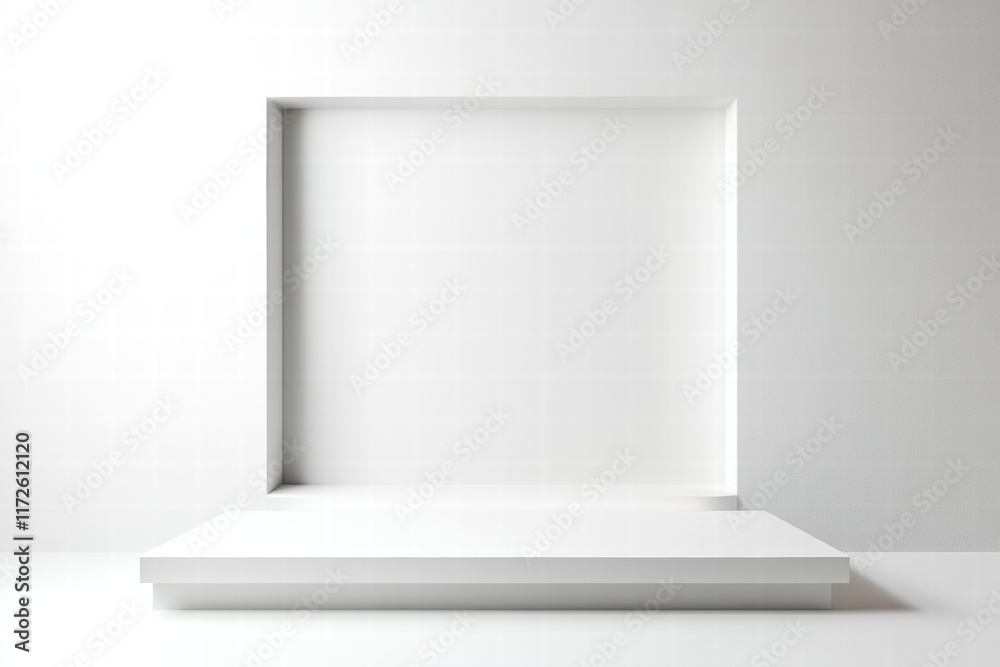 Leinwandbilder Clean square white space with pristine paper surface and blank backdrop for artwork presentation or minimalist design. Generative AI