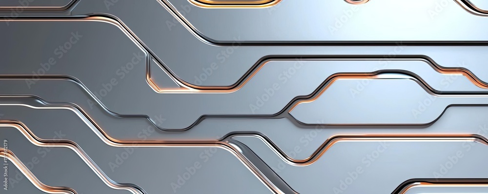 Poster Metallic abstract background concept. Abstract metallic circuit pattern with intricate designs and a modern aesthetic.