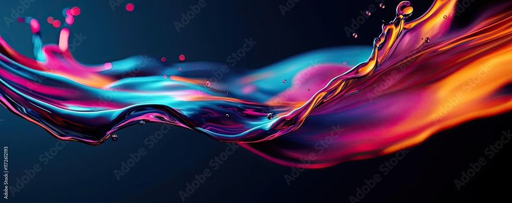 Poster splash abstract background concept. vibrant liquid waves blended with colorful hues in a striking ab
